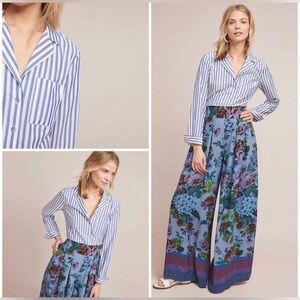 Anthropologie Pilcro and the Letterpress lace up back top button down size 14